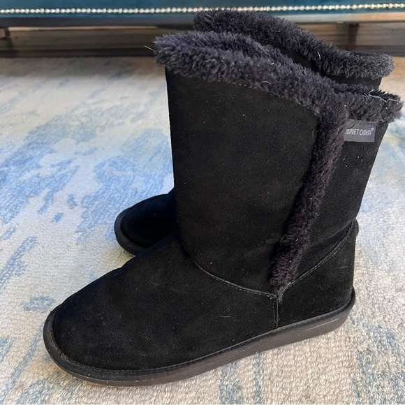 MINNETONKA SHERPA SUEDE OLYMPIA SHORT BOOT BLACK SIZE 10 - Picture 5 of 12